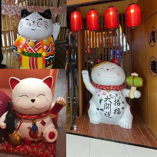大型招财猫雕塑商场网红店门口迎宾创意摆件卡通玻璃钢吉祥物定制