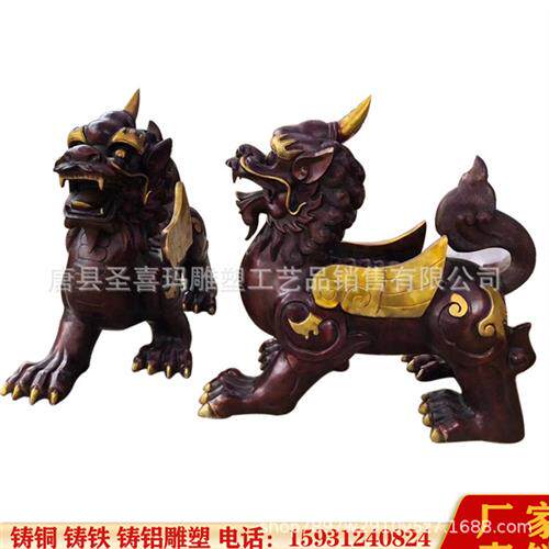 大型纯铜貔貅生产厂家铸铜动物雕塑铜麒麟貔貅公司酒店门口摆件