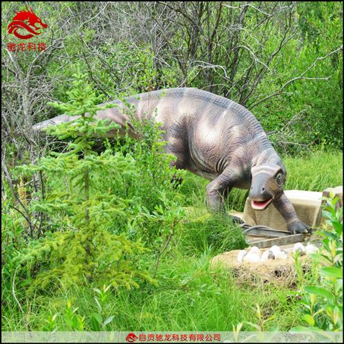 恐爪龙攻击慈母龙恐龙景观场景大型仿生会动会叫机械恐龙模型装置