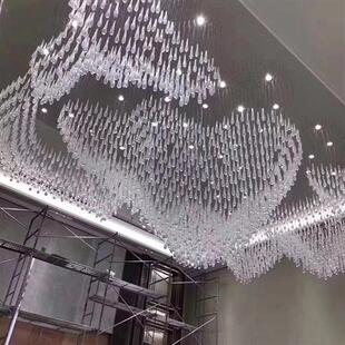 酒店大堂吊灯前台接待厅中空大厅创意水晶灯大型展厅非标艺术吊灯