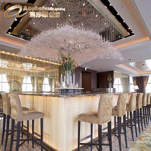 琉璃荷叶盘大吊灯吹制飞碟艺术吊灯会客厅大会议厅用大吸顶吊灯