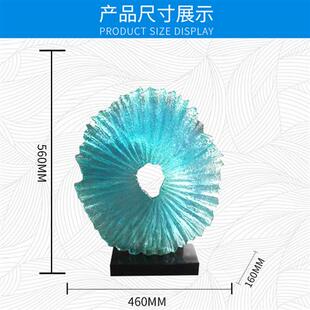 酒店大堂透明树脂雕塑玄关摆件样版 饰水浪假山艺术品 房客厅前台装