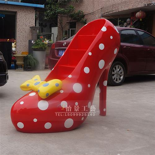 皮鞋子造型摆件玻璃钢彩色高跟鞋模型雕塑商场鞋店橱窗美陈摆件