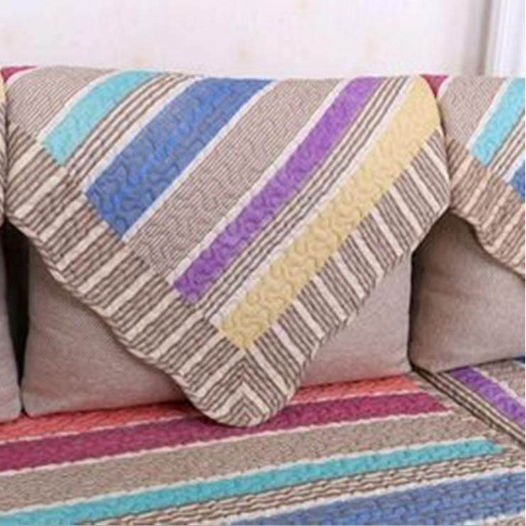 纯棉双面沙发垫全棉彩条条纹现代布艺实木皮沙发坐垫巾套四季全盖,居家布艺,沙发垫,淘宝优惠券,粉丝福利购,淘宝优惠卷
