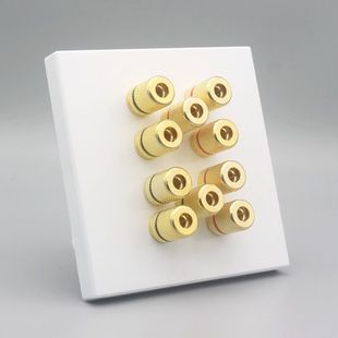 金色10头音响喇叭插座86型黑色环绕音箱音频接线柱10孔香蕉头面板