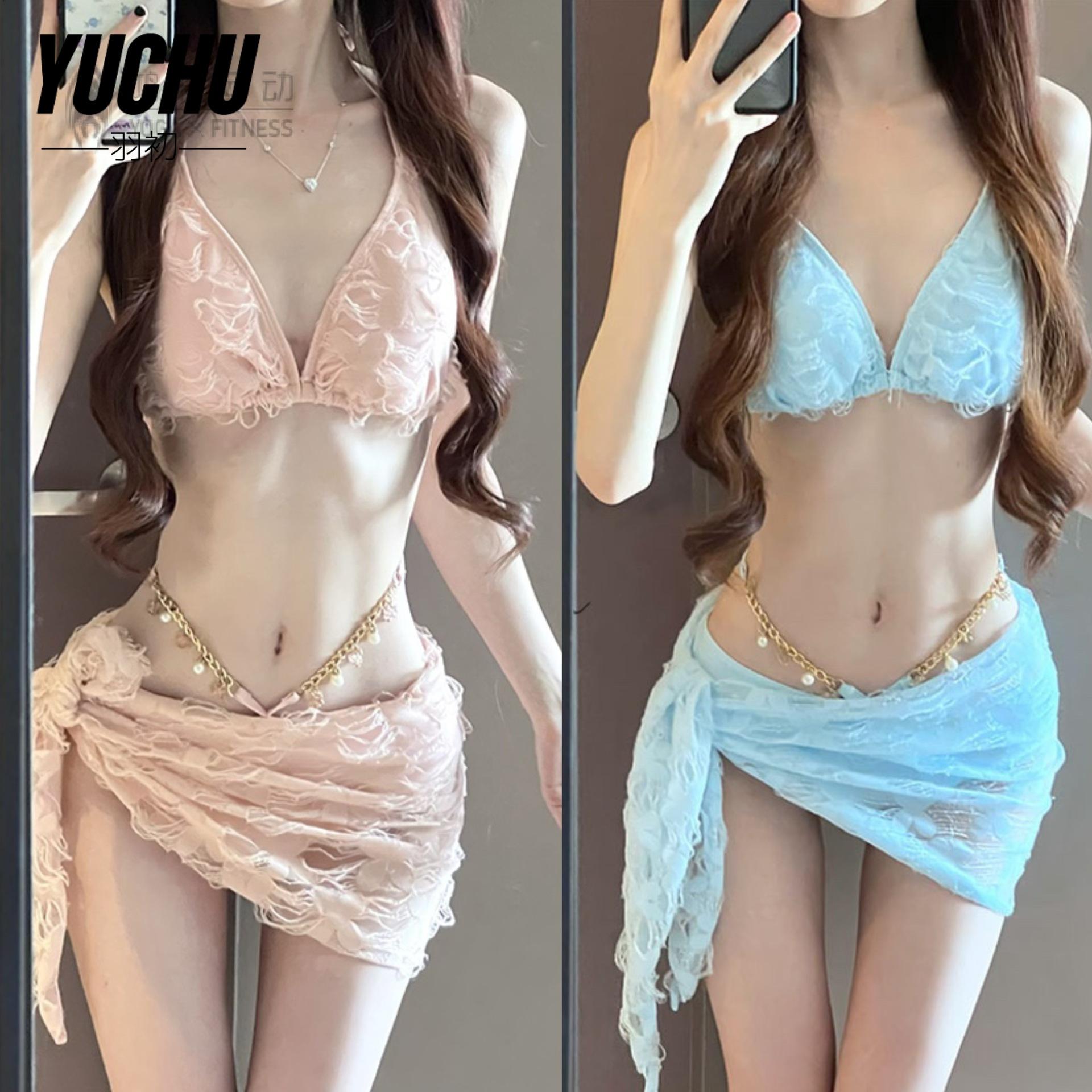 25热门款泳衣女性感分体三件套比基尼韩国in辣妹纯欲度假蕾丝纯