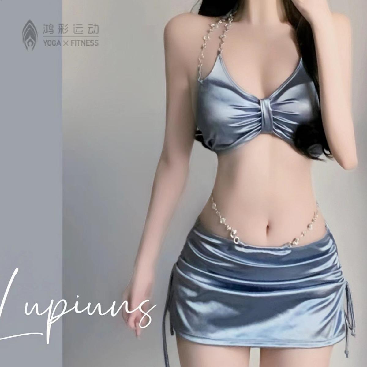 泳衣女新款银色性感分体三件套