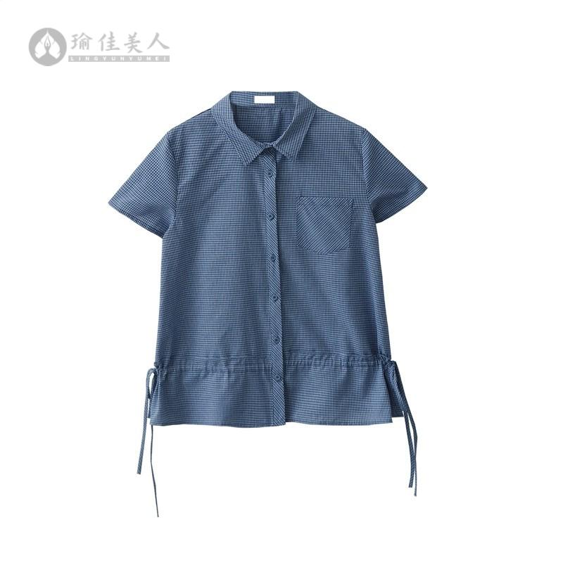 夏季法式学院风抽绳收腰木耳边女