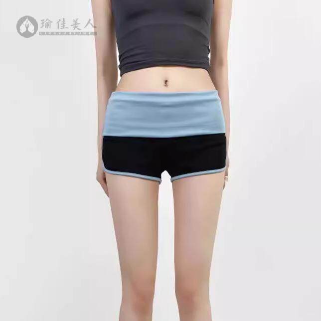 撞色翻边低腰显腿长热裤女夏辣妹性感修身包臀拼色运动休闲短裤潮
