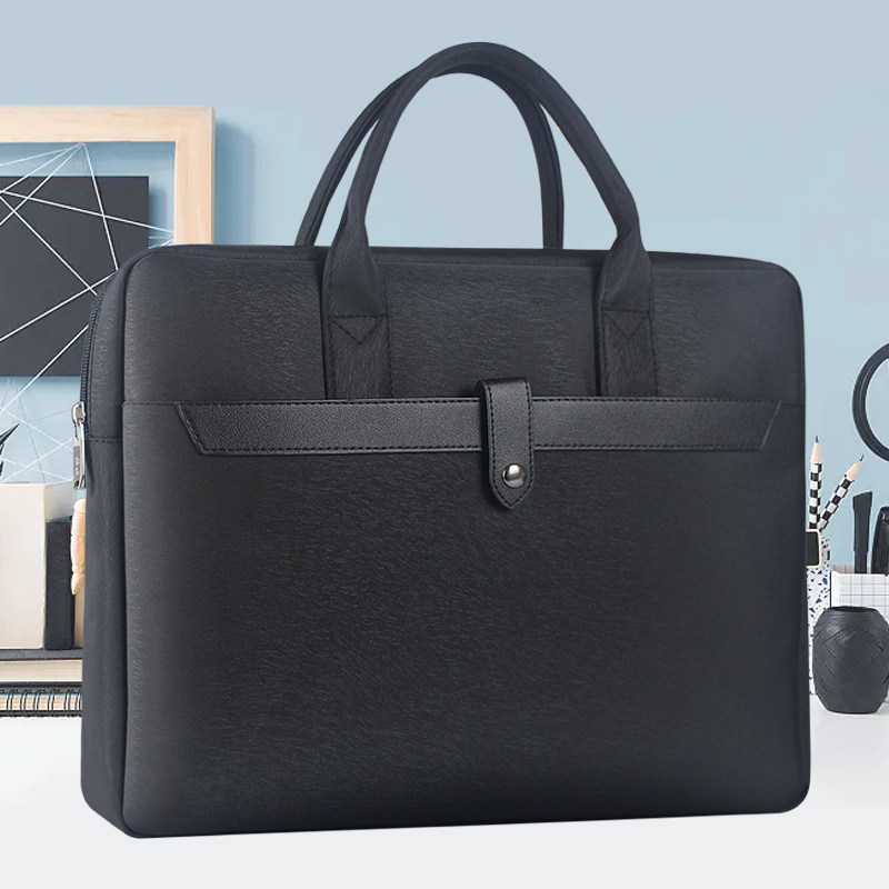 建腾手提包男女士公文包商务a4单肩牛津布文件包女士会议办公加厚文件袋帆布定制logo公文包黑色