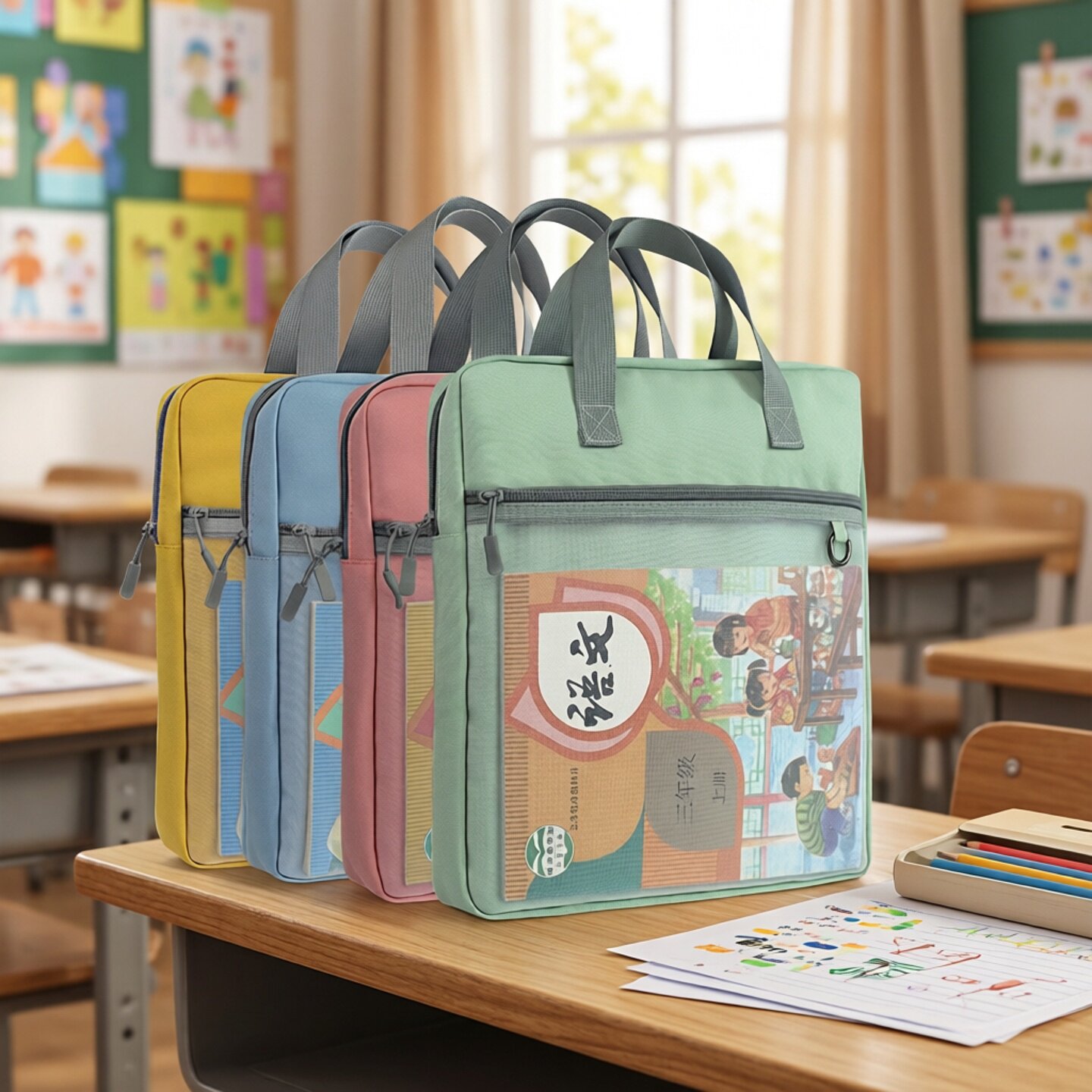 建腾补课包补习班学生补习手提袋拎书袋美术袋小书包小学生专用初中生女男孩书袋补习袋辅导班带作业袋子帆布