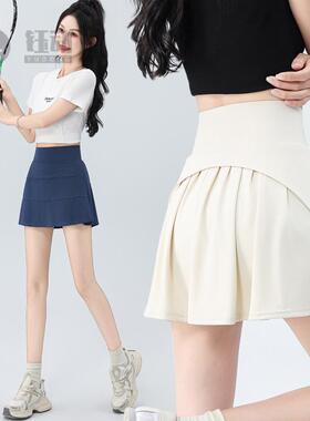 高腰运动短裙女宽松五分裤网球裙短款瑜伽服半身裙百褶裙夏防走光