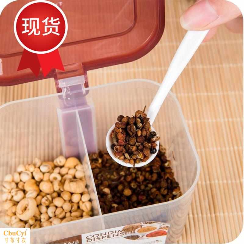 两格翻盖塑料盖罐瓶调f料调味盒组套装色料盒勺组合盐用品罐盒有|ruв категории кухня/посуда, кухонный Гаджет/кухня хранения, тарного хранения/кухня хранения посуды, приправы бутылки - от Buy2taobao.com для оказания профессиональной услуги покупки агента Taobao