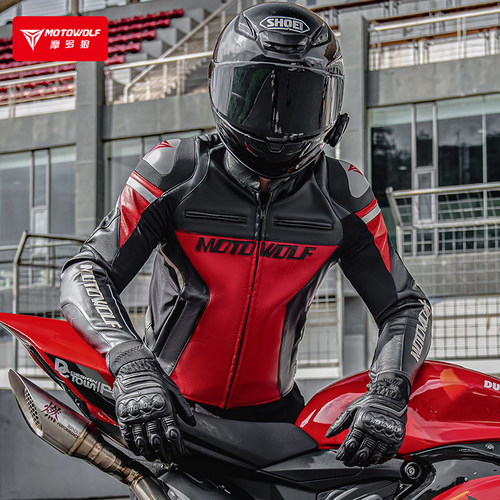 摩多狼防摔保暖皮衣男冬季骑行服