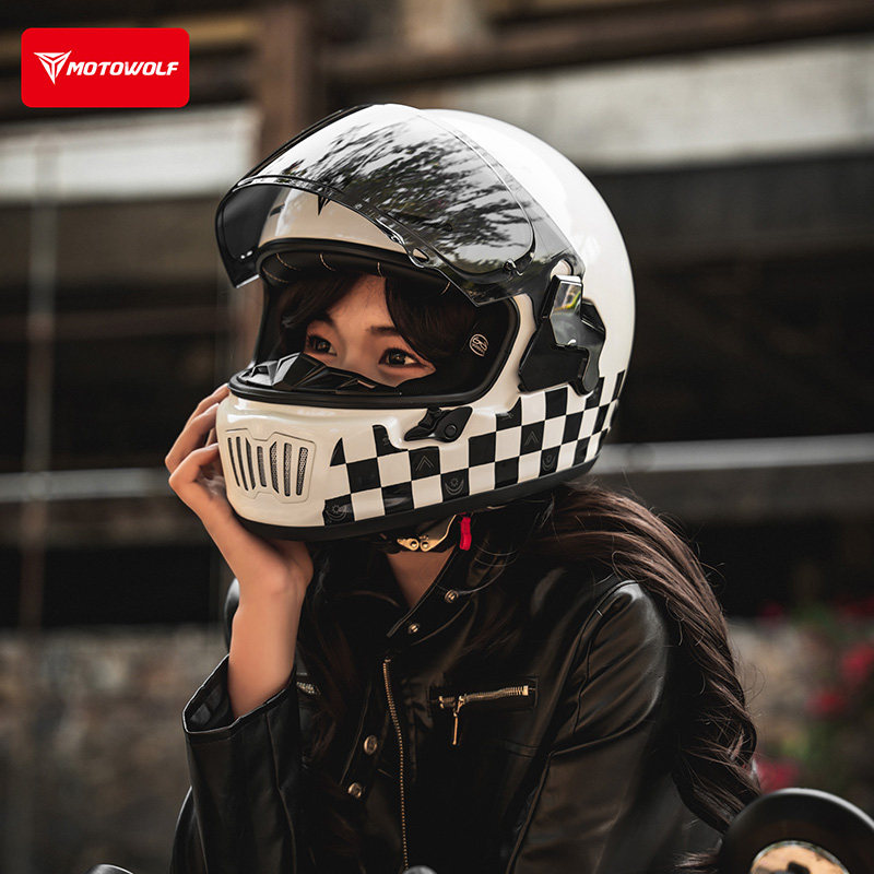 摩多狼摩托车复古头盔3C认证骑士巡航全盔踏板车安全帽子骑行装备