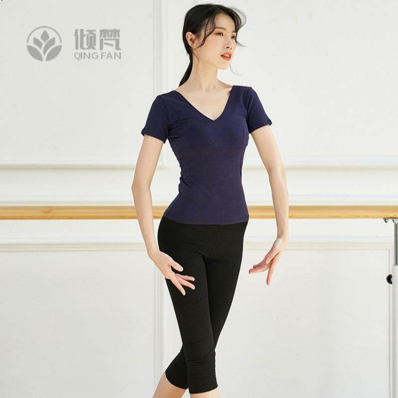 舞蹈服女成人芭蕾练功前交叉短袖