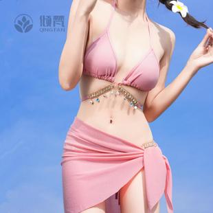 2025新款 泡温泉 游泳衣女分体比基尼三件套韩国性感人鱼泳装