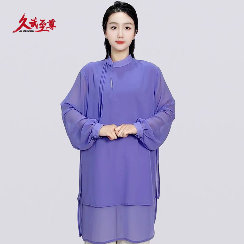 太极服女2026新款国风高端太极拳斜襟年轻练功服中长款