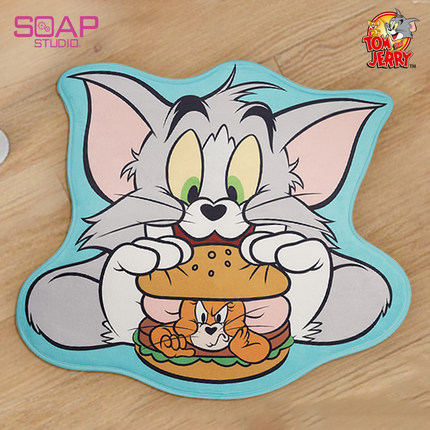 Soap Studio猫和老鼠汉堡包法兰绒地毯家用床边卧室防滑入户地垫