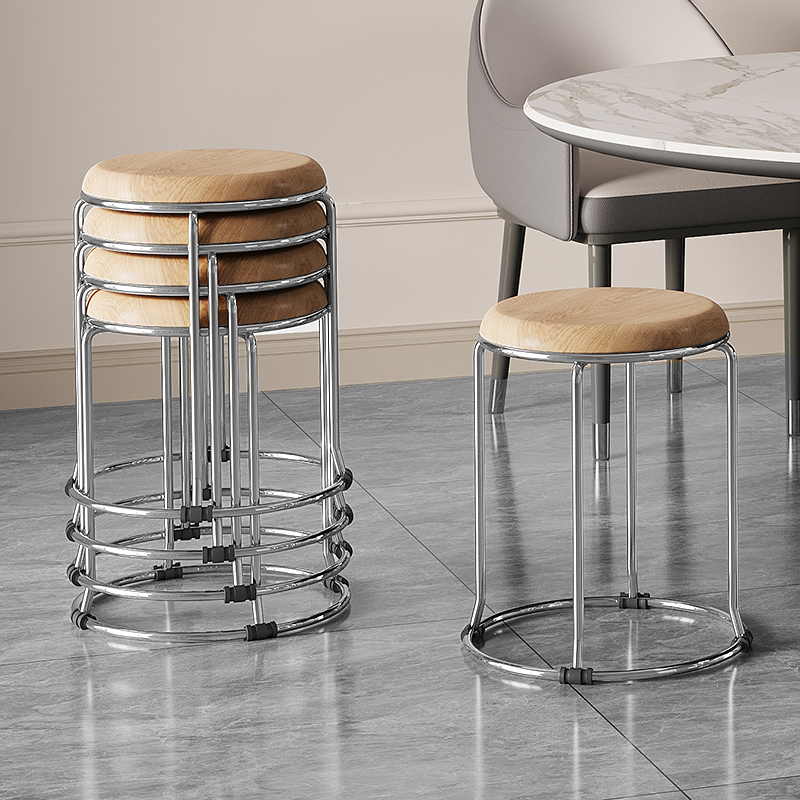 可叠放凳子商用家用圆结实耐用高客人备用现代简约餐桌不占空间的