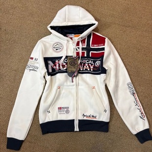 美式日系外贸复古秋冬款米字母配色长袖连帽加绒古着vintage外套