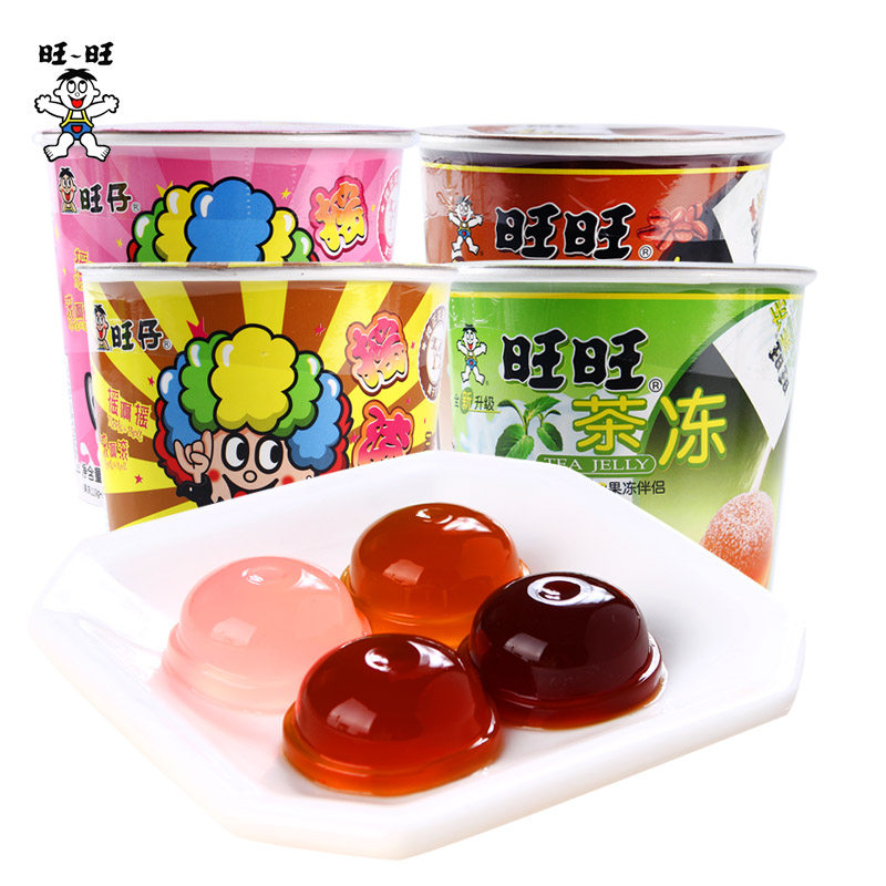 旺旺茶冻果冻零食132g*4杯整箱摇滚冻咖啡冻儿童大礼包旺仔痴