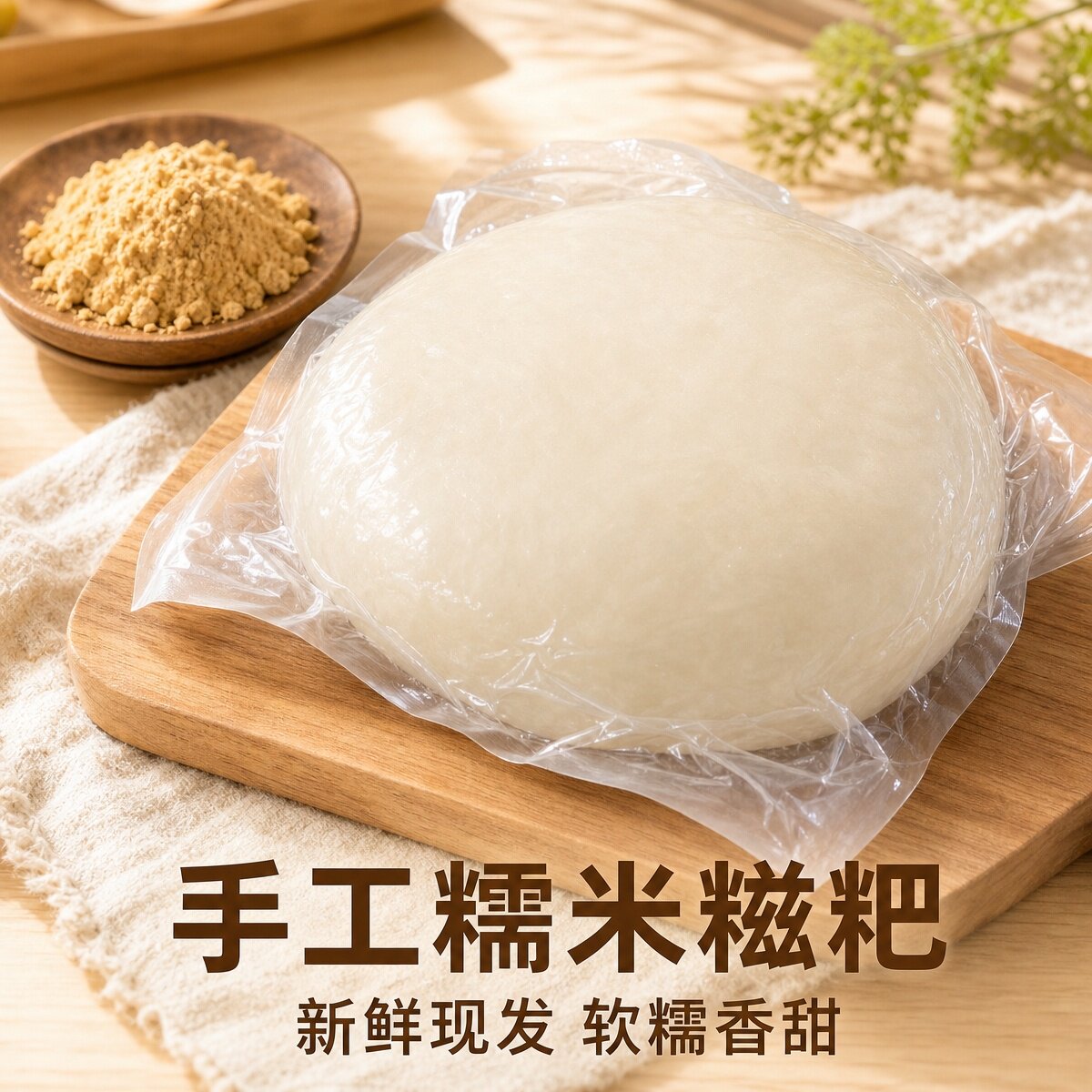 重庆垫江农家风味糯米石臼棒打手工糍粑原味随心切手工糍粑