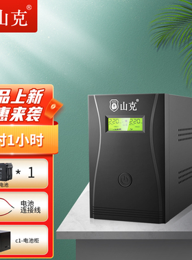 山克UPS不间断电源DS1000L 600W停电备用电源1H外接12V电池套餐