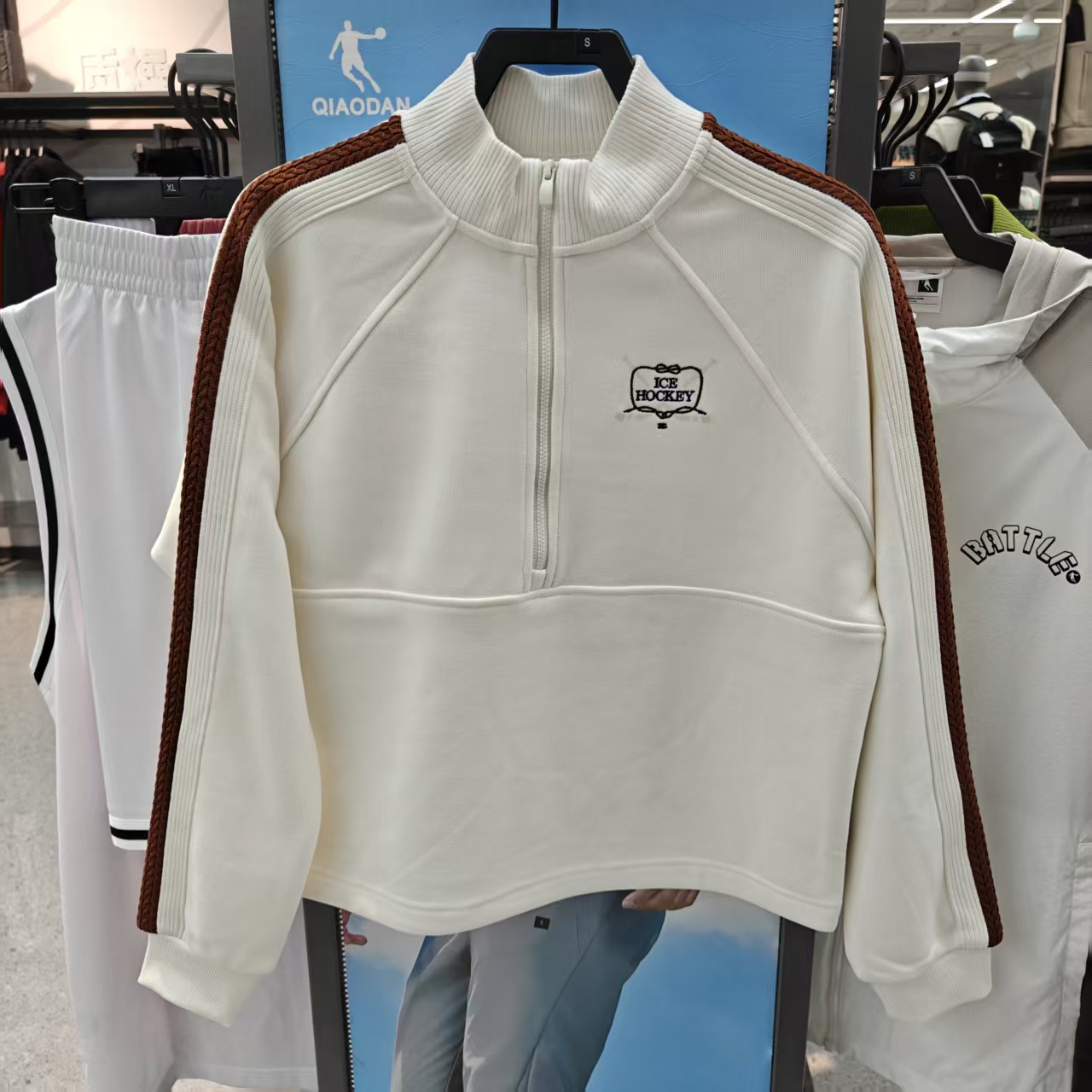 乔丹运动卫衣女圆领加绒套头上衣