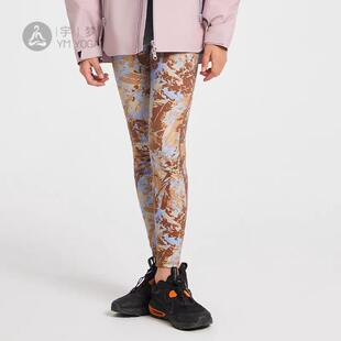 女童瑜伽裤24秋冬新款印花磨毛透气弹力紧身运动裤高腰速干打底裤