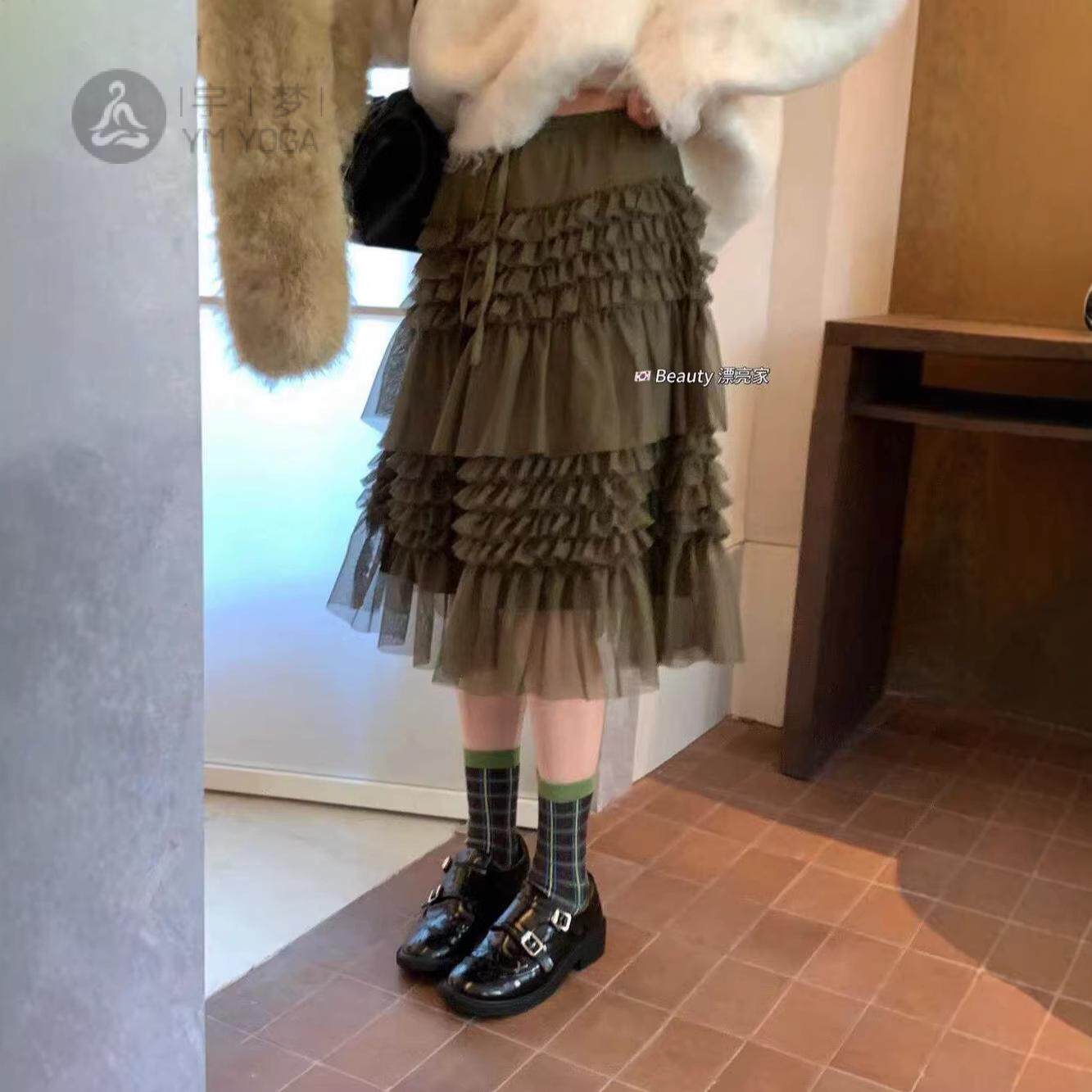 十三行春款小个子重工网纱蛋糕裙女荷叶边蓬蓬半身裙A字中裙