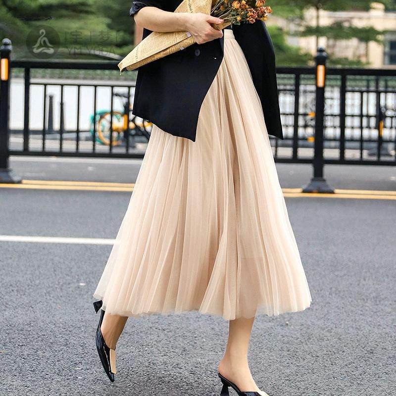 10米大摆网纱高腰A字裙