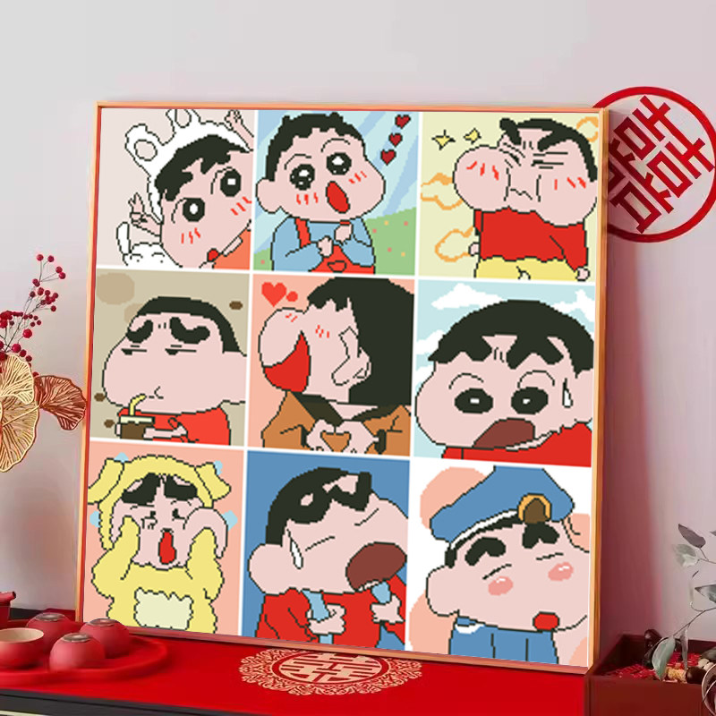 蜡笔小新十字绣装饰画送孩子卡通动漫钻石画贴钻diy客厅挂画礼物,居家布艺,钻石绣,淘宝优惠券,粉丝福利购,淘宝优惠卷