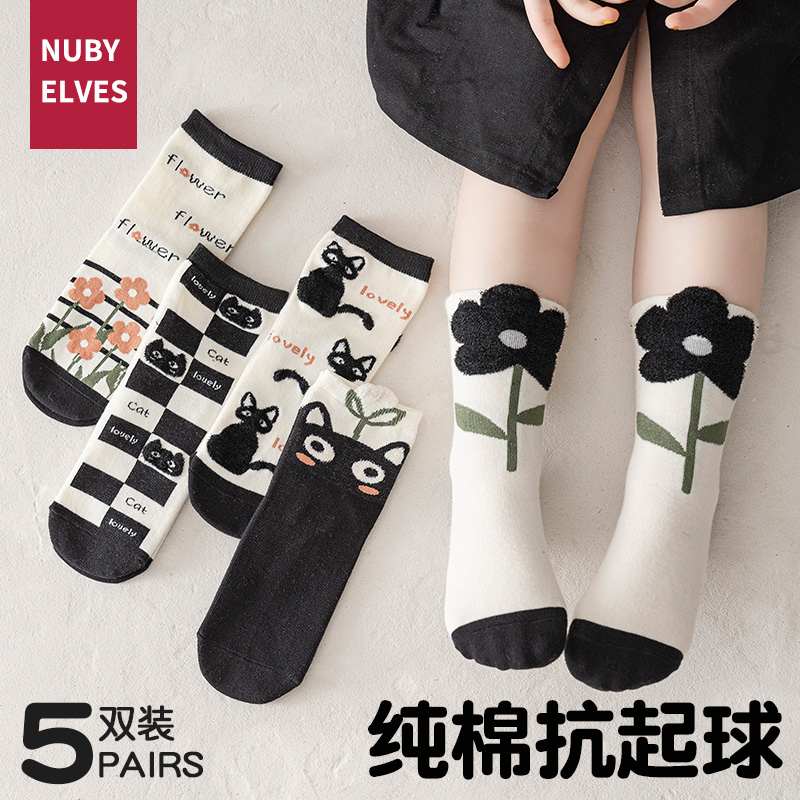 努比精灵可爱中筒袜秋季纯棉童袜