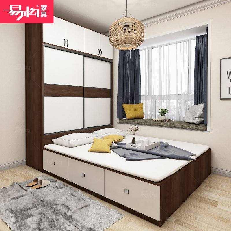 易构榻榻米床衣柜一体整体小卧室塌塌米飘窗床柜组合全屋定制家具