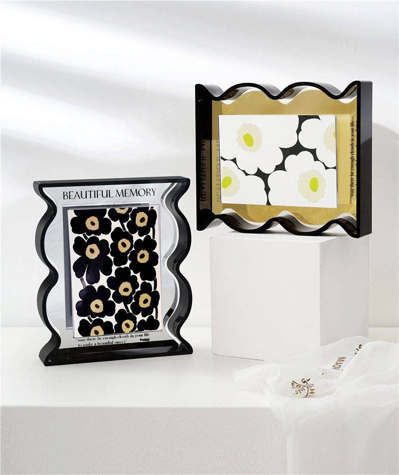 北欧风ins亚克力磁吸相框摆台海报6寸黑相框装裱桌面摆件挂墙相架