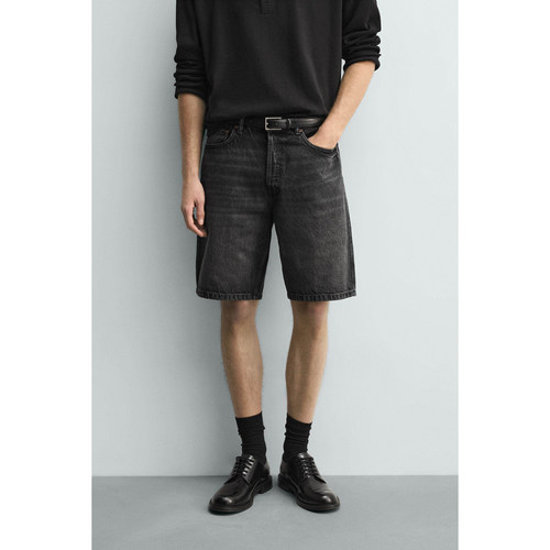 柜288！ZA 春夏新品 男装 棉质直筒水洗牛仔休闲短裤 7223408 822