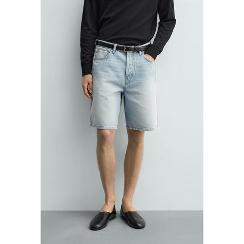 柜288！ZA 春夏新品 男装 棉质直筒水洗牛仔休闲短裤 8062408 406