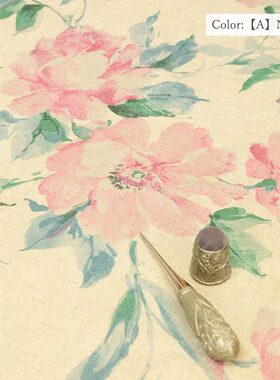 445933beautyYUWAflower宽幅70棉“麻30”棉麻布