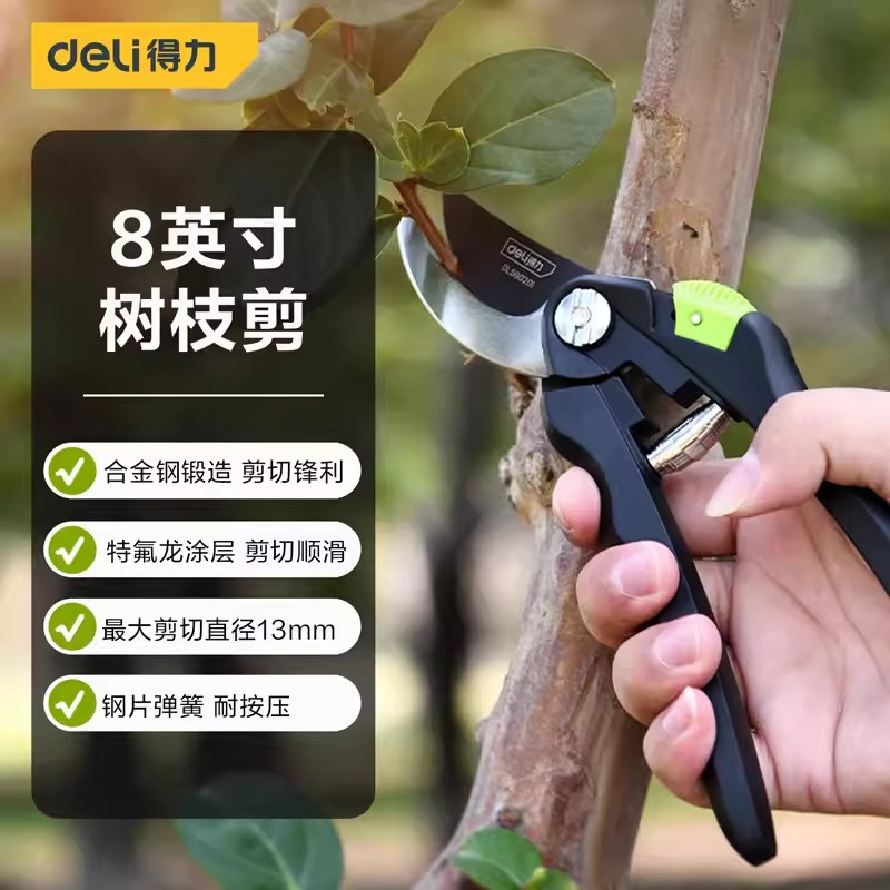 得力剪枝剪刀园林花艺修剪树枝剪刀果树剪刀专业花剪园艺花卉剪子