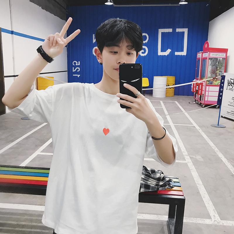 爱心是根据体温会变色的青少年净色夏季半袖圆领宽松男士短袖T恤|ruв категории Мужская одежда, футболка - от Buy2taobao.com для оказания профессиональной услуги покупки агента Taobao