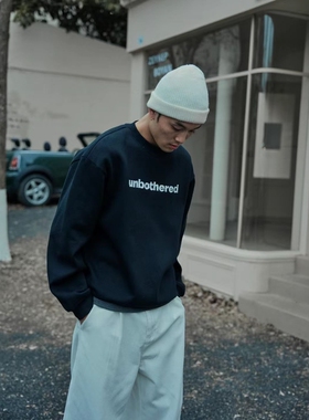 SAMS「刺绣工艺字母排序」简约黑色圆领加绒卫衣男女休闲套头上衣