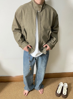 SAMS「树皮肌理户外风」小众设计感立领冲锋衣外套男防风工装夹克