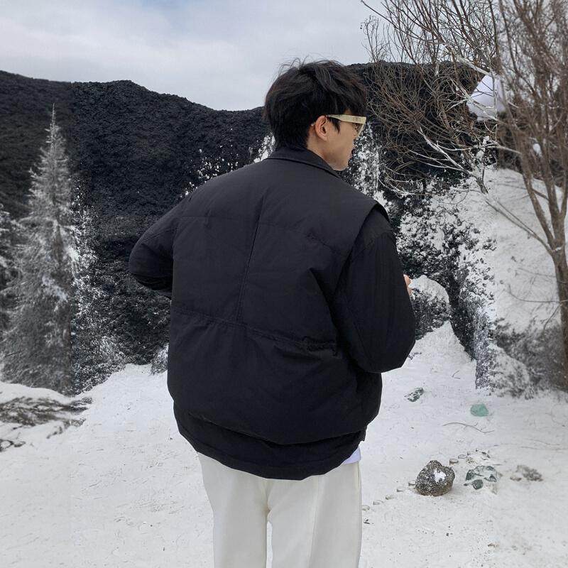 SAMS【可拆卸三种穿法】黑色两件套白鸭绒马甲男秋冬季翻领羽绒服