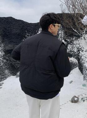 SAMS【可拆卸三种穿法】黑色两件套白鸭绒马甲男秋冬季翻领羽绒服