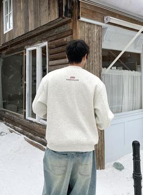 SAMS【英文图标印花】美式重磅宽松圆领卫衣男女加绒加厚秋冬长袖