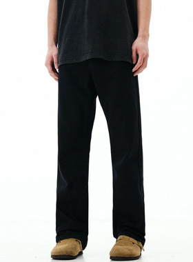 SAMS【经典水洗斜纹布】美式黑色牛仔裤男女clean fit微喇叭长裤