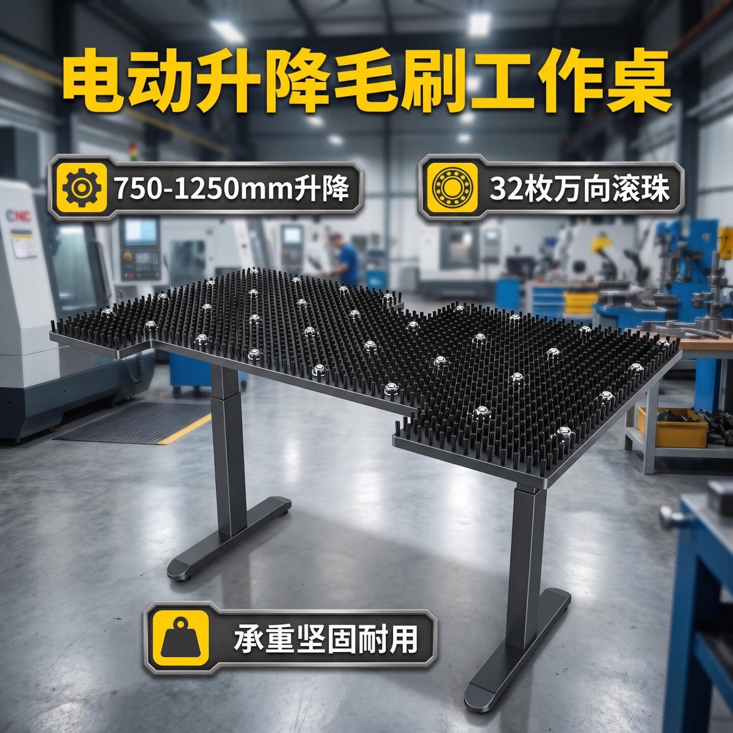 压铆机冲床专用电动滚珠升降台操作平台毛刷台防表面刮花伤