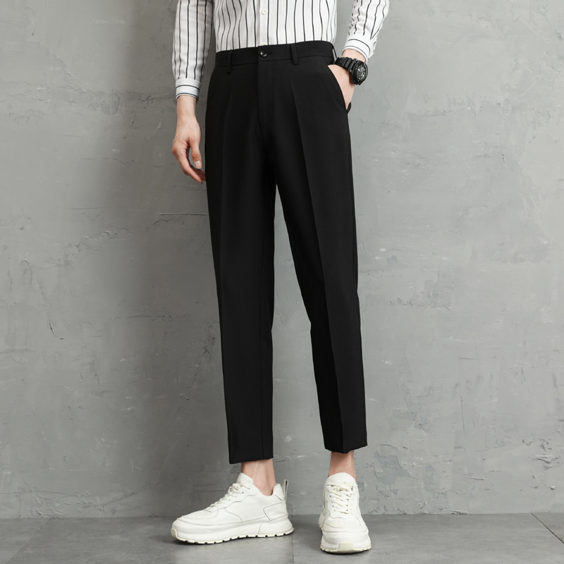轻熟风休闲西裤男直筒港风宽松男士垂坠感西装裤春秋季纯色长裤子