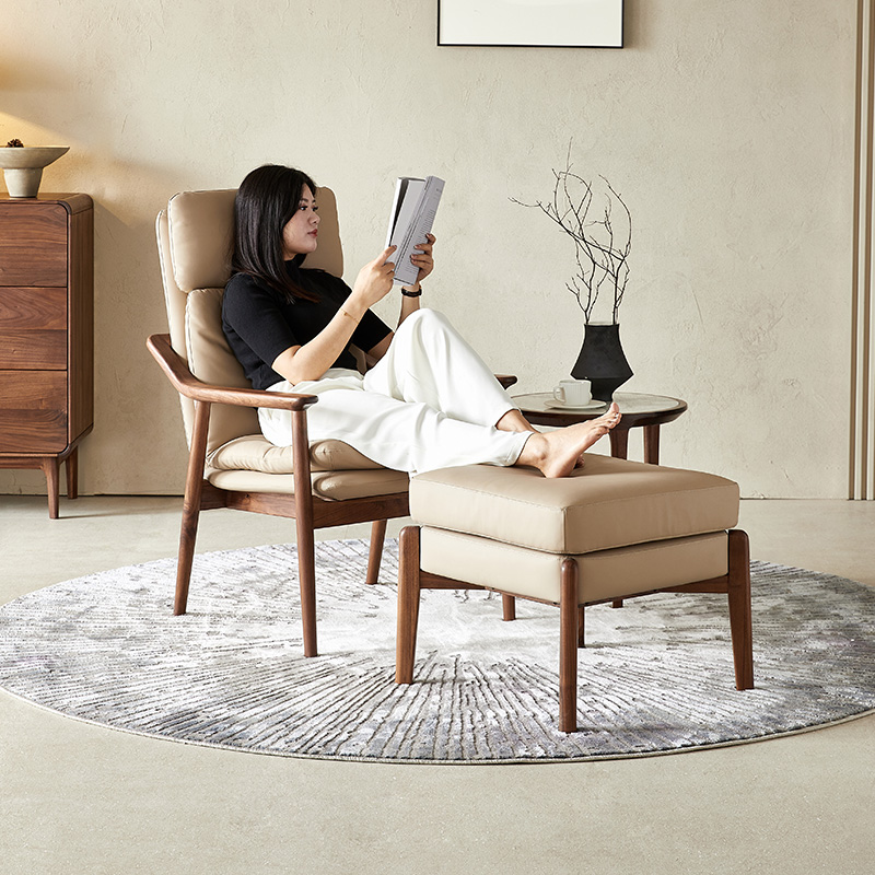 北美黑胡桃实木软包靠背椅